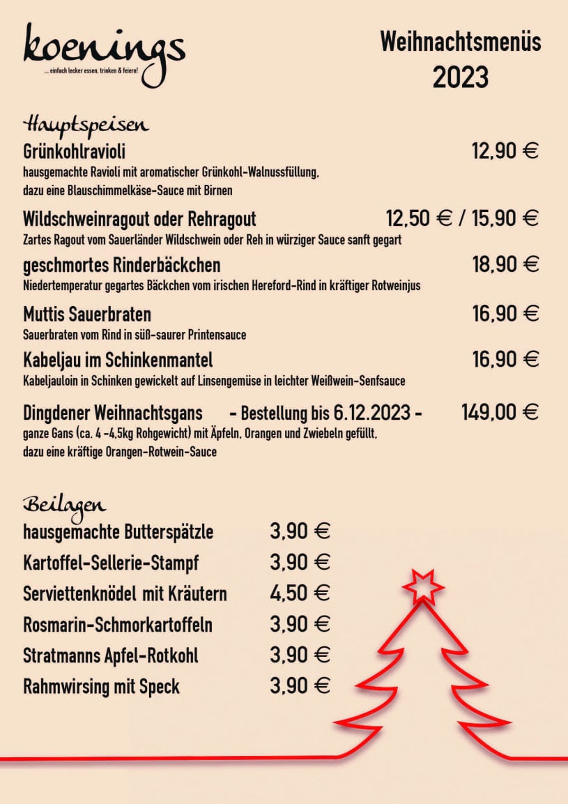 Weihnachtsmenüvorschläge - Hauptspeisen und Beilagen