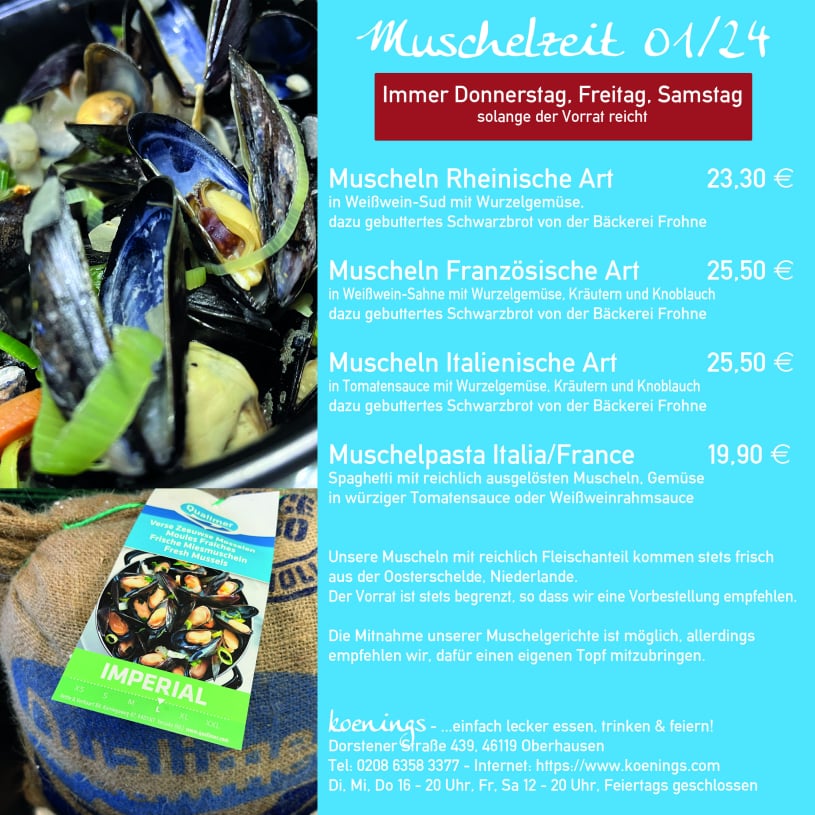 Sonderkarte - einfach lecker Muschelzeit