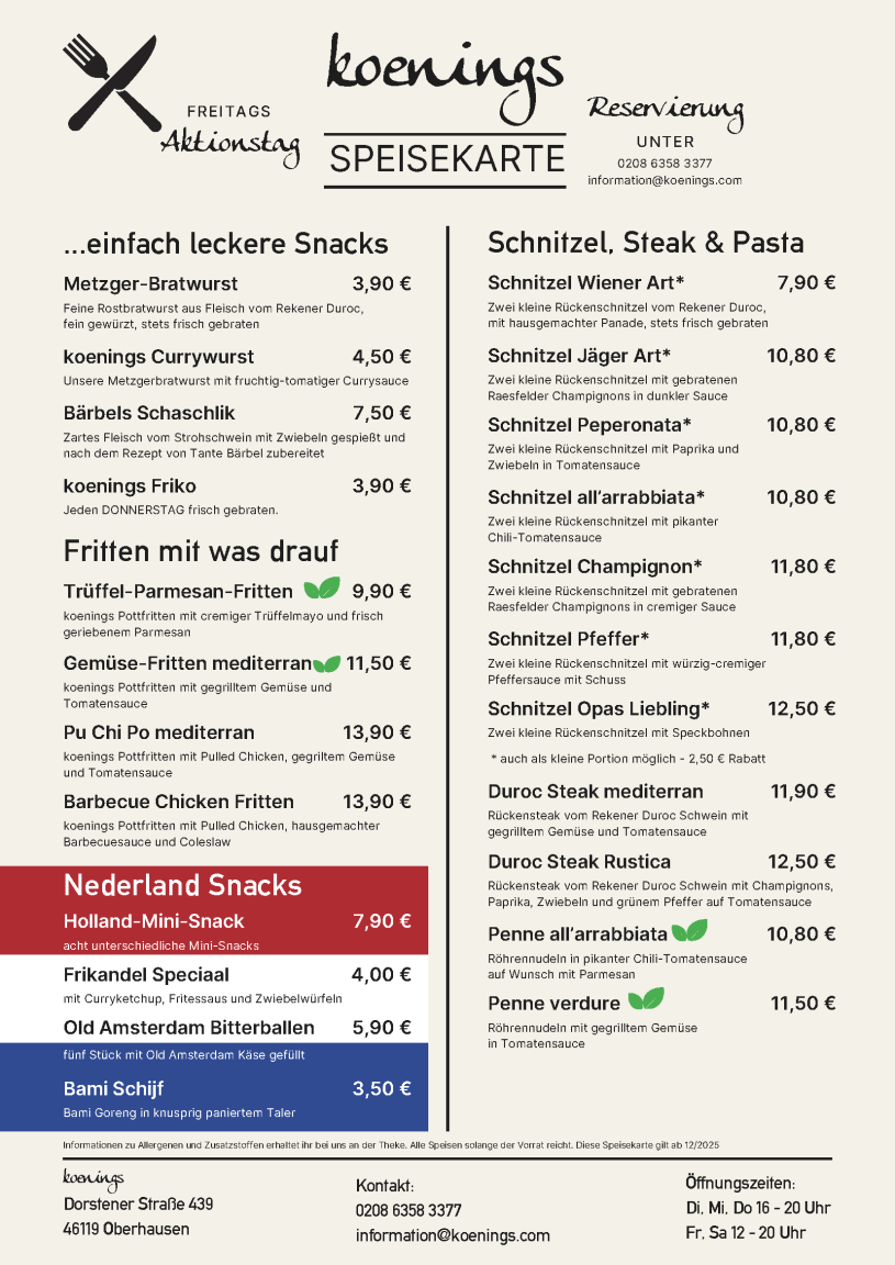 einfach leckere Speisen - Currywurst, Schaschlik, Frikandel, Schnitzel, Steaks & Co.