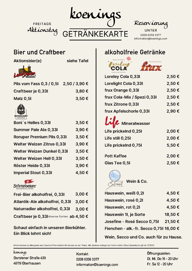 Getränke - Bier, Craftbeer, Wein, alkoholfreie Getränke