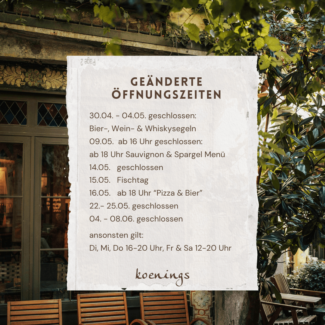 geänderte Öffnungszeiten